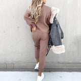 Christmas Gift Casual Solid Sweatshirt Suit Women Autumn Turtleneck Pullover and Pencil Pants Winter Plus Size Female Tracksuit 2 Piece Sets