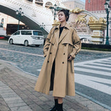 Christmas Gift New Spring Autumn Long Women Trench Coat Casual Double Breasted Belt Khaki Loose Coat Office Lady Outerwear Fashion