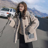 Christmas Gift Lamb wool short down cotton padded jacket women's Korean loose winter plaid jacket 2021 NEW