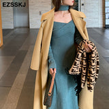 Christmas Gift pure fashion slim a-line Sweater dress Women winter autumn slash neck thick dress 2021 French sweater dress long sleeve