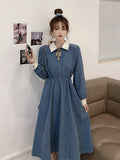 Christmas Gift Fairy Vintage Dress Women Autumn Long Sleeve Retro French Elegant Dress Female Casual Party One-Piece Dress Korean 2021 Autumn