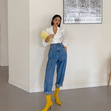 Kukombo High Waist Jeans Women Harem Pants Korean Style Outfits Casual High Street Denim Trousers Pantalon Femme Vintage Jeans