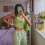 Kukombo Ripple Print Women High Waist Wide Leg Pants Jeans Loose Streetwear Casual Fashion 2022 Summer Clothes Bottoms Trousers