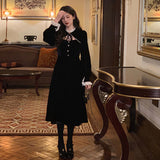 Kukombo  Spring Goth Lolita Dress Women Elegant Retro Patchwork Hepburn Party Midi Dress Female French High Street Korean Designer Dress