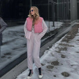Christmas Gift Stylish Sweet Pink Double Wear Drawstring Cropped Vest Coat Women 2021 Fashion Stand Collar Zipper Waistcoat