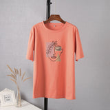 Christmas Gift Hirsionsan Aesthetic Graphic Cotton T Shirts Women Summer Simple Line Print Loose Tees Vintage Short Sleeve Casual Female Tops