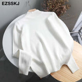 Christmas Gift Korean Style Loose Sweater Women Pullover Casual Half Turtleneck Long Sleeve Knit Sweater Female Jumpers  solid basic sweater