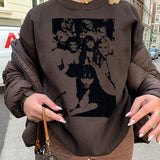 Thanksgiving Gift Dourbesty Y2K Portrait Print Sweatshirts Oversized Women Autumn Coat Female 90S Vintage E-Harajuku Grunge Clothes New