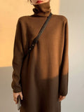 Christmas Gift 2021 Casual autumn winter Pile collar thick maxi weater pullovers dress Women basic loose sweater female turtleneck long dress