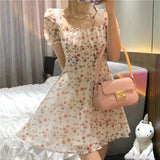 Kukombo  Summer Elegant Floral Dress Women Lace Up Designer Backless Sexy Mini Dress French Retro High Waist Chic Party Sweet Dress 2022 K121