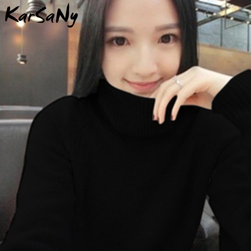 Christmas Gift Black Turtleneck Women Sweater Thick Warn Pullovers For Women Knitted Tops Autumn 2021 Loose Sweater Turtleneck Women's Jumper