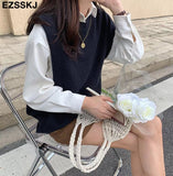 Christmas Gift casual spring autumn oversize sweater vest Women basic loose O-neck sleeveless Sweater tank top female
