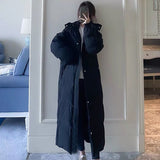 Christmas Gift Winter Women's New Loose Large Size Over The Knee Long Thick Padded Coat Was Thinner Hooded Padded Jacket Woman Parkas