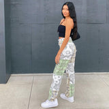 Kukombo Grey Patchwork Straight Mom Jeans Woman High Waist Pockets Boyfriend Classic Streetwear Black Pants Loose Denim