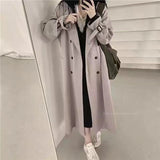 Christmas Gift Woman Windbreaker Coat Black Retro British Style Spring Medium Long Korean Preppy Style 2021 Fashion Loose Women Oversize Coat