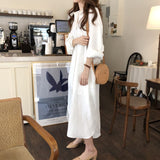Oversize Shirt Women Full Sleeve Button Up Solid Color Ankle-Length Female Loose Casual Robe Spring New Blouse Dress 2021