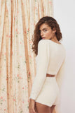 Kukombo Women Suits 3 Piece Suit Women Long Sleeve Cardigan+ Elatic Waist Shorts Ladys High Street Casual Sweet Sets