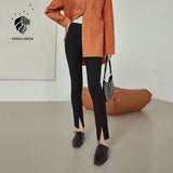 Christmas Gift FANSILANEN Office Lady Newly Autumn 2021 Woman Pants Women Black All-match Slim Casual Trousers High-waist Split Pencil Pants