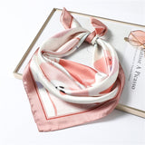 Kukombo New Silk Scarf Square for Women 70x70cm Small Neck Scarves Lady Shawl Fashion Print Hijab Brand Designer High Quality Scarfs