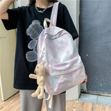 New Tie-dye Canvas Women Backpack Female Lovely Travel Bag Teenage Girls High Quality Schoolbag Lady's Knapsack Small Book Bag