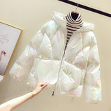 Christmas Gift 2021 New Winter Jacket Women's Parkas Hooded Bread Service Down Cotton Jacket Glossy Parka Warm Padded Cotton Jacket Outwear