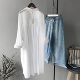 Christmas Gift Shirts Women Solid Loose Femme Fashion Blusas Sun-proof Summer Casual Ulzzang Thin All-match Streetwear Chic Oversize Breathable