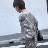 Christmas Gift 2021 Women's Knitwear Autumn Winter Striped V-Neck Cardigans Buttons Oversize Korean Style Lady Sweaters Vintage Tops