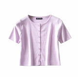 Kukombo Summer Crop Top Women Graphic T Shirts Vintage Short Button Up Shirt Elegant Graphic Tees Women Cute Tops Green 2022 New