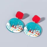 Christmas Gift Christmas Series Geometric Acrylic Earrings Fashion Embossed Print Christmas Tree Santa Claus Earrings New Year Jewelry Gift
