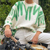 Christmas Gift Aproms Green Stripes Print Oversized Sweaters Women Winter Korean Fashion Long Pullovers Christmas Streetwear Loose Outwear 2022