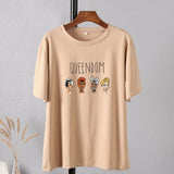Christmas Gift Hirsionsan Gothic Character Printed T Shirt Women Harajuku Soft Summer Cotton Tshirt Korean Loose Tees Ins Casual Female Tops