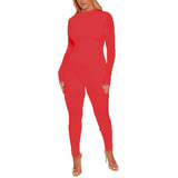 Christmas Gift Spring Women Sexy Jumpsuit Streetwear Long Sleeve Bodycon Solid Sport Fitness Jumpsuits Romper Overalls For Women Body suit