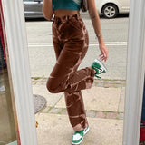 Kukombo Grey Brown Aesthetic High Waist Women's Straight Jeans Harajuku Baggy Tie Dye Print Casual Mom Denim Trouser Streetwear