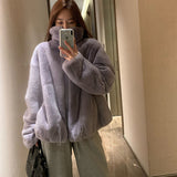 Christmas Gift High quality mink coat women's 2021 winter new lady Qian Xueli and young stand collar Rex Rabbit Fur women's winter fashion fur