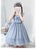 Kukombo Hstar Cute Women's Lolita OP Dress Flouncing Trim Japanese Harajuku Long Sleeves Victorian Dress Vestidos Gothic Lolita Cosplay