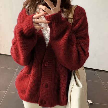 Thanksgiving Gift Fall Women Clothing Oversize Womens Sweaters Autumn Vintage Loose Winter Sweater Knitted Women Cardigan Knit Button Maxi