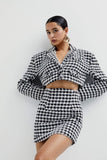Kukombo Autumn Winter Fashion Tweed Suits Two Piece Set Women Full Sleeve Short Coat Top Women And High Waist Skirt Women's Suit
