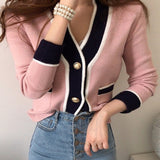 Christmas Gift New 2021 Winter Spring Women's Sweaters V-Neck Casual Buttons Cardigans Fashionable Pocket Korean Knitwears SWC7836
