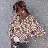 Christmas Gift New 2021 Spring Autumn Women Sweatshirts Pullovers Oversized Fashionable Hooded Korean Striped Jumper Tops SS20122AB