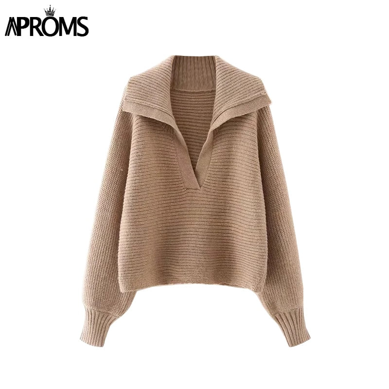 Christmas Gift Aproms Elegant V-neck Batwing Sleeve Knitted Oversized Sweater Women 2021 Winter Long Sleeve Warm Cropped Pullover Female Jumper