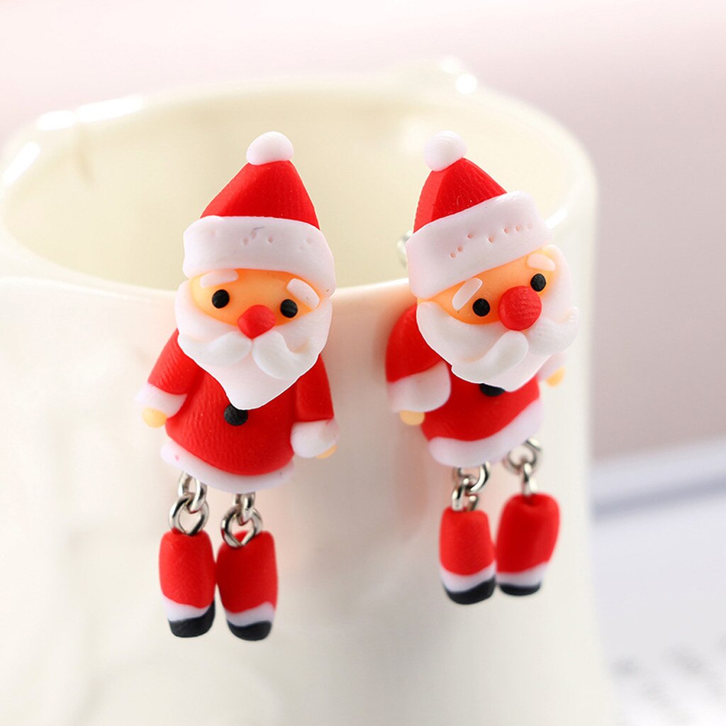 Christmas Gift 2022 Christmas Cartoon Stud Earring 3d Santa Claus Earring Handmade Polymer Soft Clay Ear Stud Earrings Female Jewelry Gift