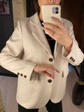 Kukombo Spring Autumn Women's Blazers Pockets Jackets Fashionable Vintage Oversize Elegant Office Lady Tops JK9125