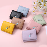 Kukombo Women Cute Small Dinosaur Wallet Buckle Folding Girl Wallet Brand Designed Pu Leather Coin Purse Female Card Holder
