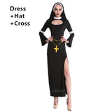 Halloween Kukombo Ladies Missionary Priest Uniform Medieval Costume Nun Cosplay Halloween Dress For Women Cross Religious Polyester Adult Men Robe