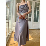Kukombo 2022 Elegant Chic Slash Neck Sleeveless Women Solid Dress Summer New Spaghetti Strap Lace-up Slim Waist Ladies Vestidos