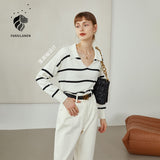 Christmas Gift FANSILANEN Sweater Women French Retro Striped Tops Lazy Loose Blouses Women Drop Long Sleeves Thin Sweater Women Pullovers