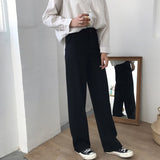 Christmas Gift 2021Pants Women Solid Loose High Waist Casual Long Trousers Trendy Pockets Womens Korean Pants Soft Simple Students