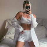Kukombo women sexy ribbed knitted two piece set summer backless cami top and high waist hot shorts solid slim skinny women sets