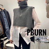 Christmas Gift Fall 2021 Women Clothing Loose Sleeveless Sweater Women Vest Sweaters Knitting Vest Joker Knitted Wool Oversize Girls Pullover
