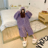 Christmas Gift Pajamas cute cartoon dinosaur coral velvet pajama autumn and winter thickened and padded long fashion home wear two sets nightgo